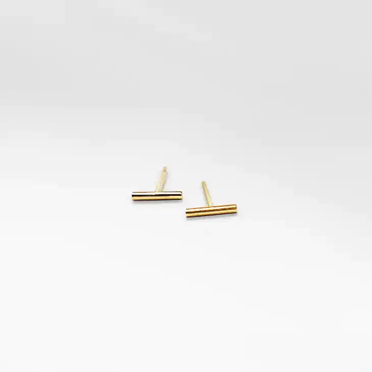 14k Gold Filled Slim Bar Stud Earrings