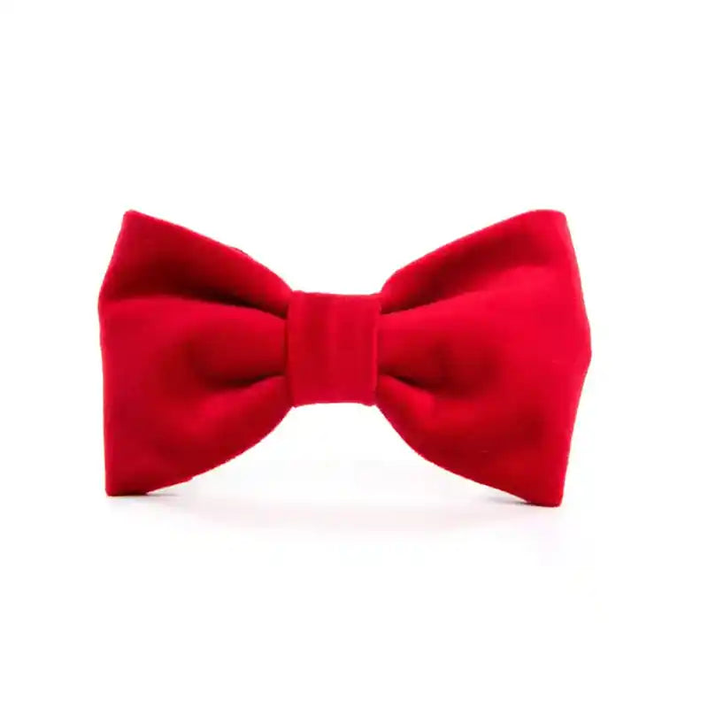 Cranberry Red Velvet Dog Bow Tie