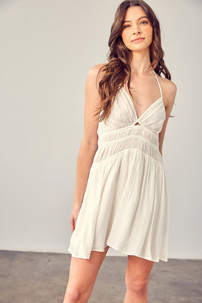 León Pleated Mini Dress