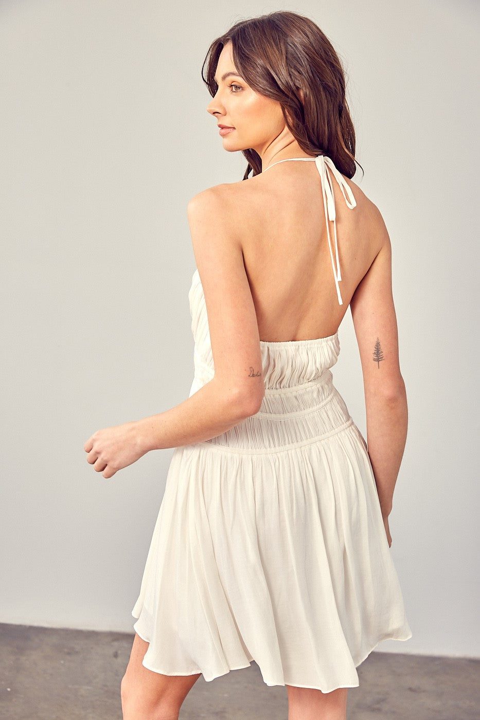 León Pleated Mini Dress