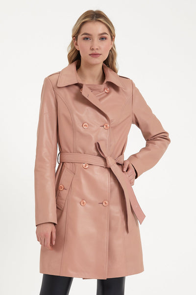 Women's leather trench coat