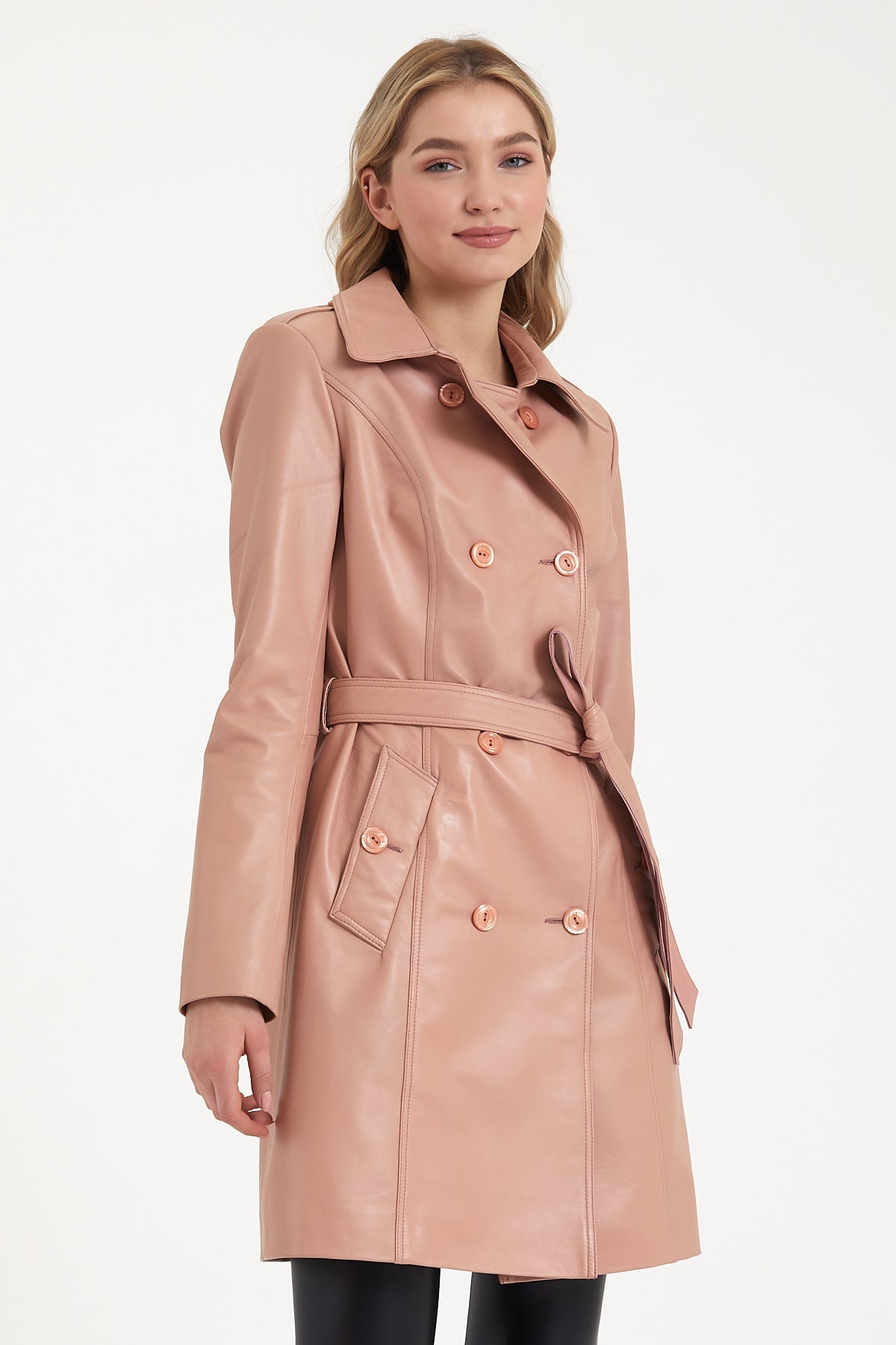 Women's leather trench coat