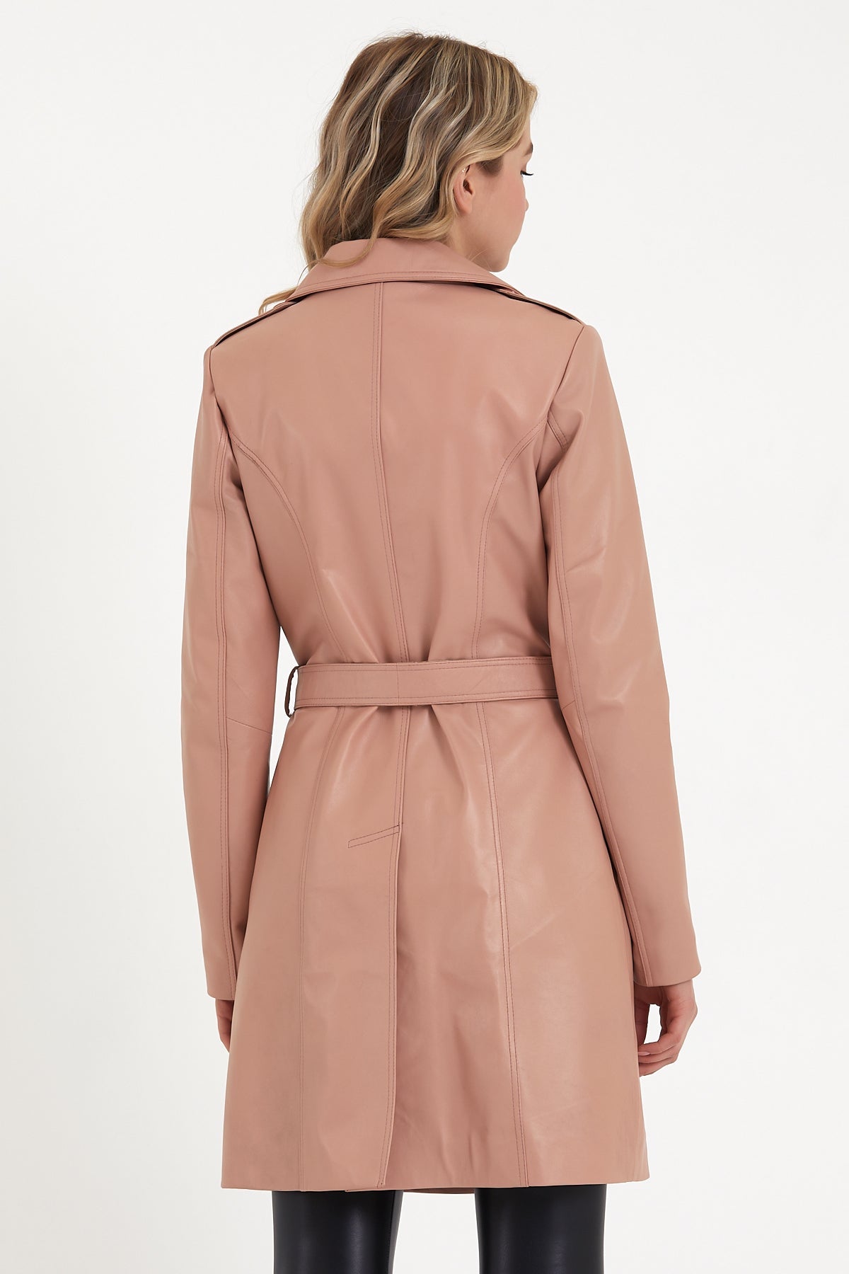 Women's leather trench coat
