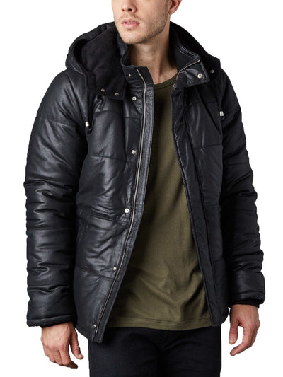 Brooklyn Detachable Hood Leather Jacket