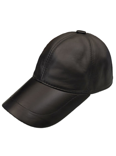 Leather Baseball Cap - Black