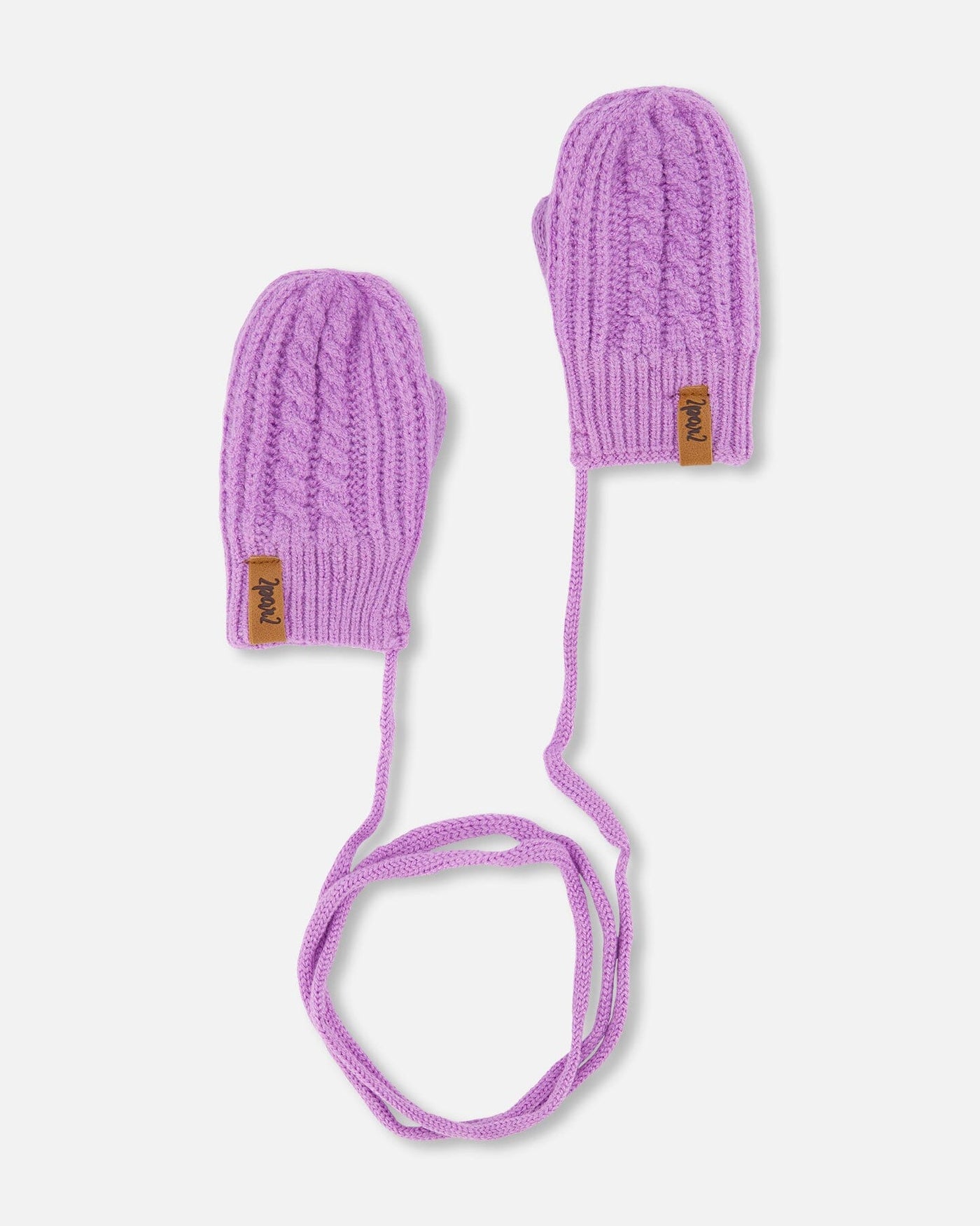 Baby Knitted Mittens With String Orchid