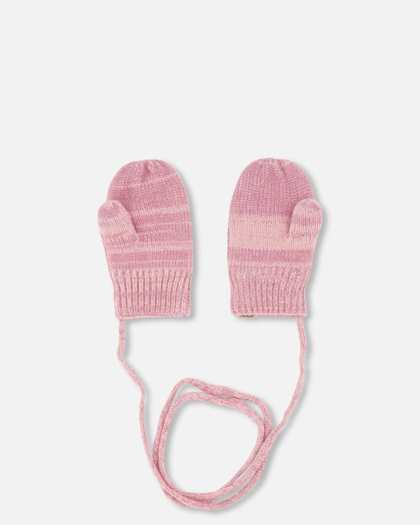 Baby Knitted Mittens With String Ancient Rose