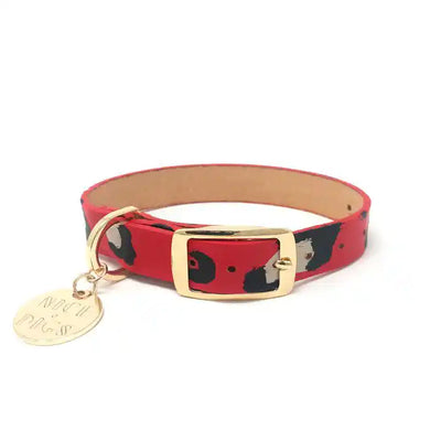 Animal Print Dog Collar - Red