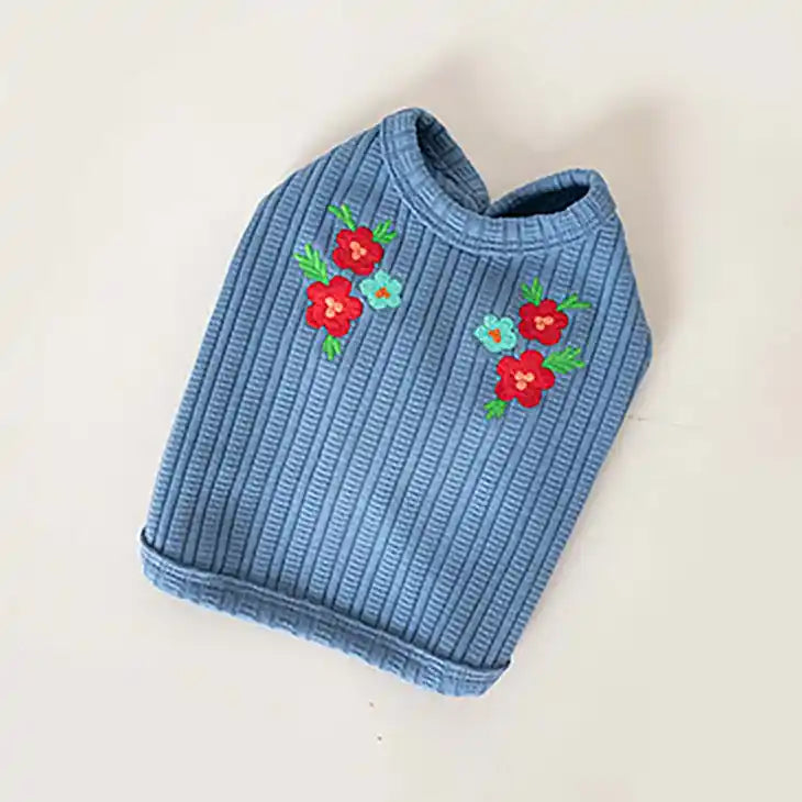 Floral Embroidery Pet Cardigan