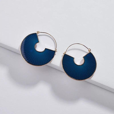 Blue thick hoop earrings