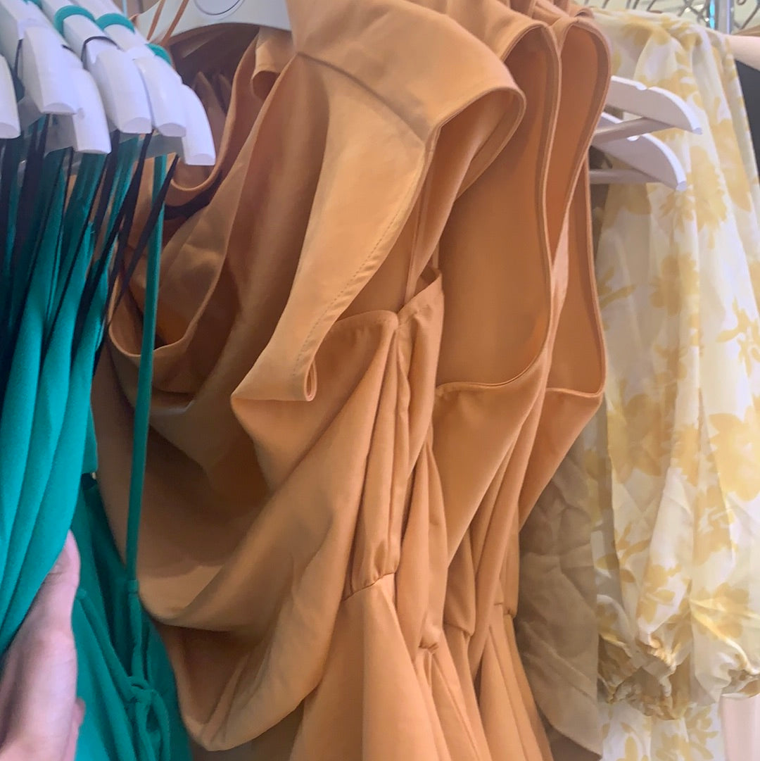 Orange off the shoulder dress