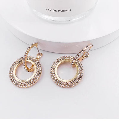 The circle rhinestone earrings