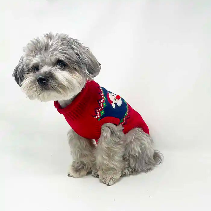 Santa Faces Fairisle Dog Sweater