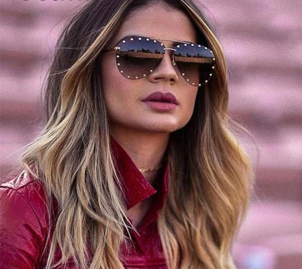 Studded Aviator Sunglasses