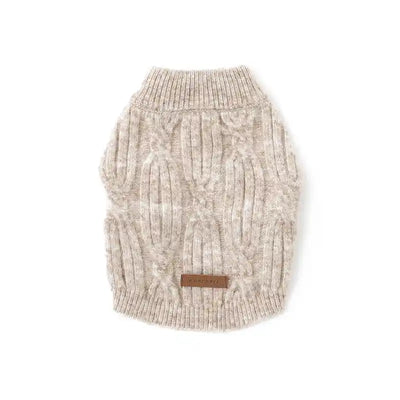 Wool Blend Cable Knit Dog Sweater
