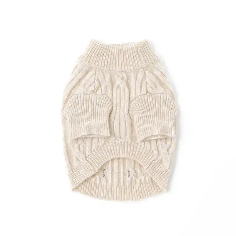 Wool Blend Cable Knit Dog Sweater
