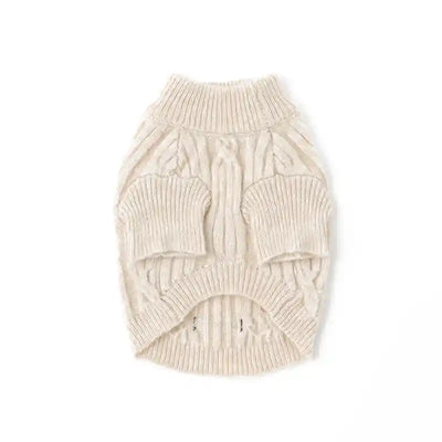 Wool Blend Cable Knit Dog Sweater